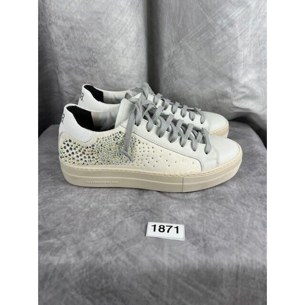 SOLD P448 "Thea" Sneaker in Galu w/Rhinestones (Cream/Gray) Sz US - 8.5, Eu - 39 - Picture 2 of 10